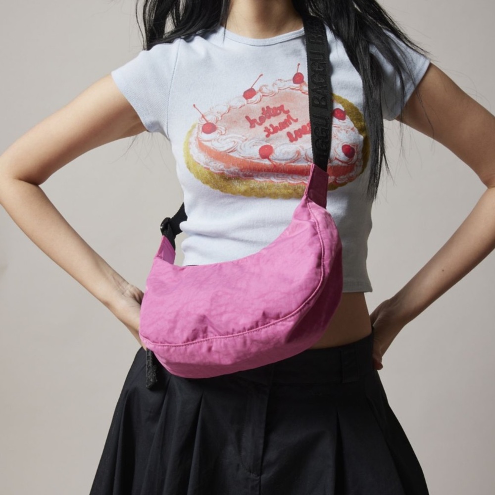 Baggu Small Crescent Bag - Recycled Nylon - Azalea Pink - NWT